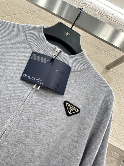 Pr 25 Zipper knitted wool jacket（BLACK/GRAY/BEIGI）