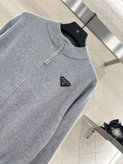 Pr 25 Zipper knitted wool jacket（BLACK/GRAY/BEIGI）