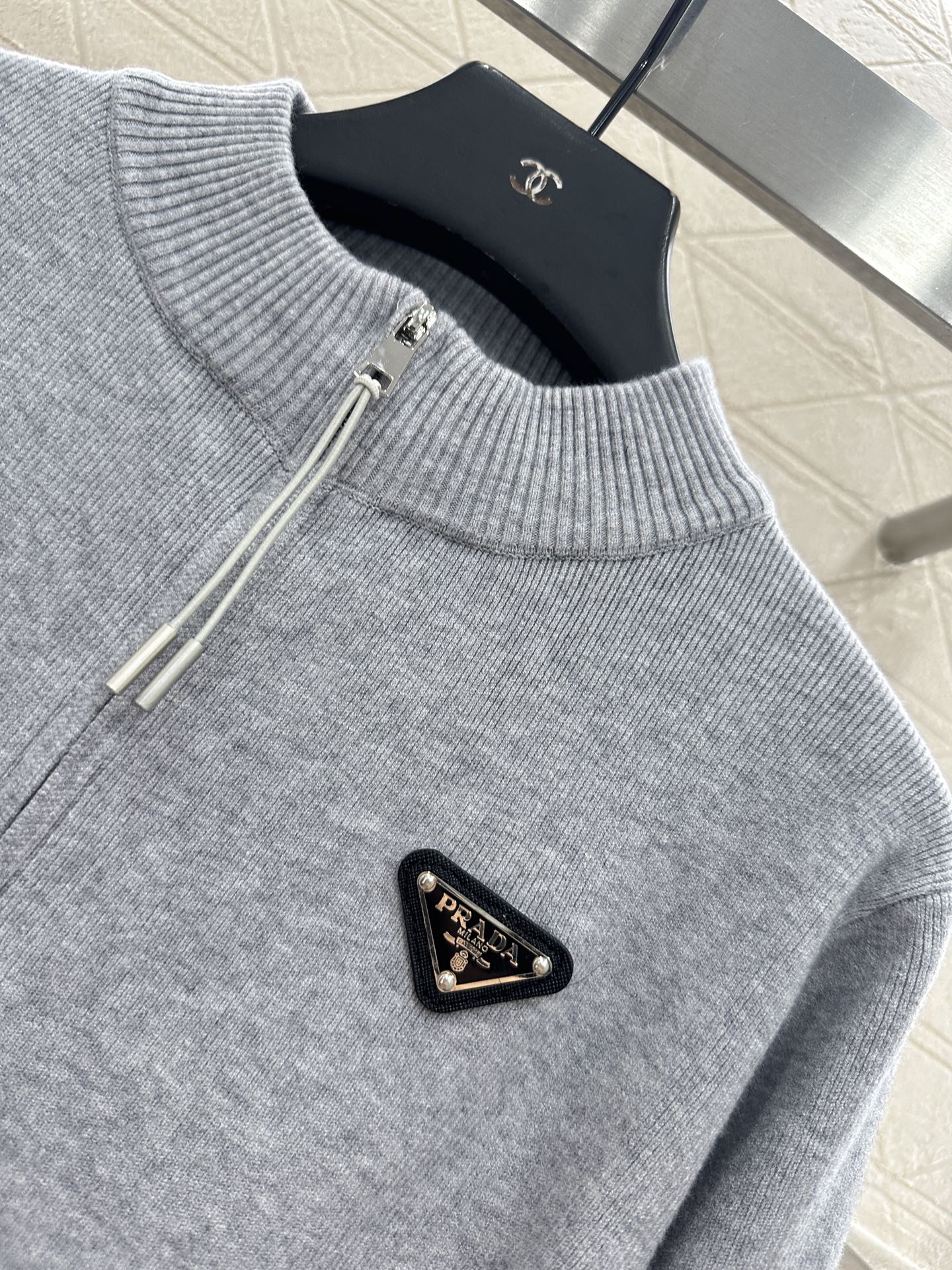 Pr 25 Zipper knitted wool jacket（BLACK/GRAY/BEIGI）