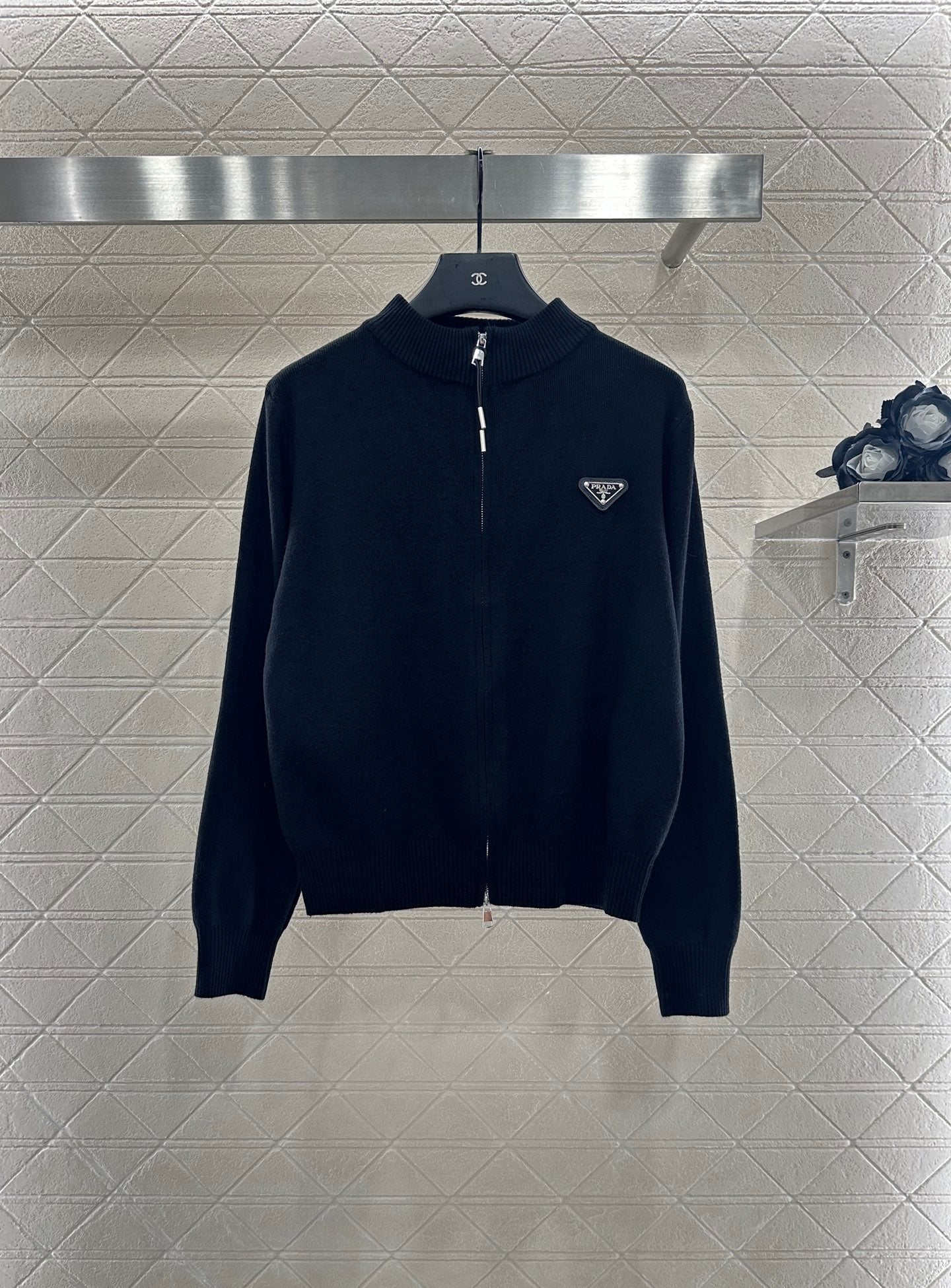 Pr 25 Zipper knitted wool jacket（BLACK/GRAY/BEIGI）