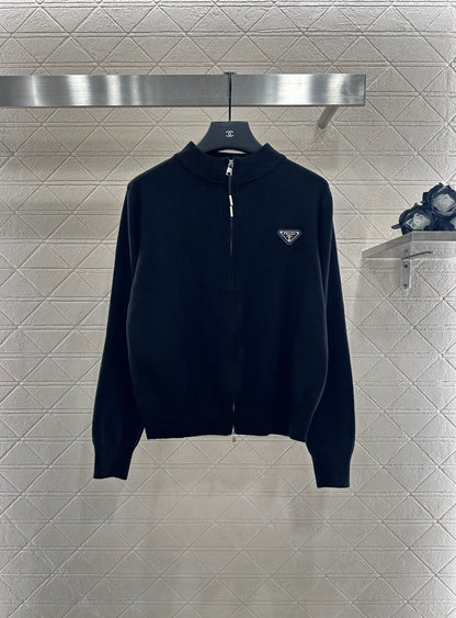 Pr 25 Zipper knitted wool jacket（BLACK/GRAY/BEIGI）