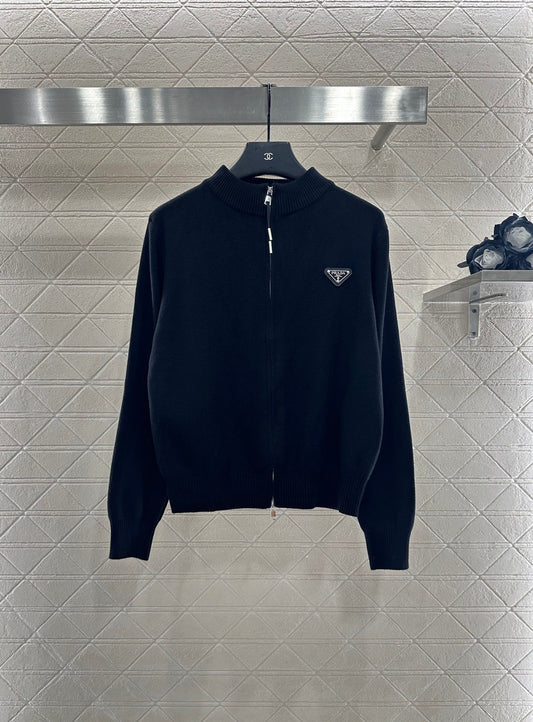 Pr 25 Zipper knitted wool jacket（BLACK/GRAY/BEIGI）