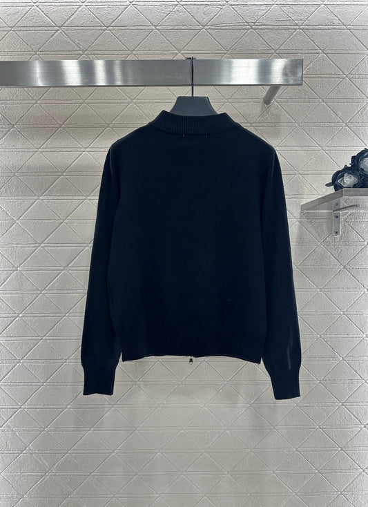 Pr 25 Zipper knitted wool jacket（BLACK/GRAY/BEIGI）