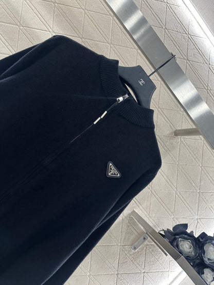 Pr 25 Zipper knitted wool jacket（BLACK/GRAY/BEIGI）
