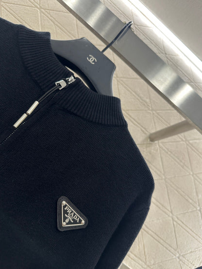 Pr 25 Zipper knitted wool jacket（BLACK/GRAY/BEIGI）