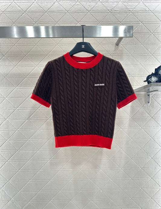 Mi 25 Fried Dough Twists letter knitting wool short sleeve