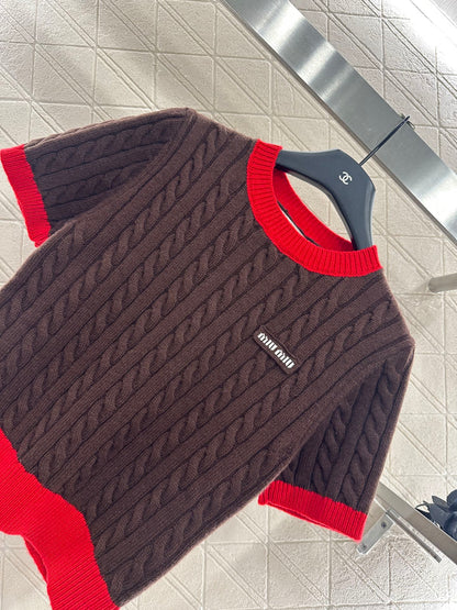 Mi 25 Fried Dough Twists letter knitting wool short sleeve