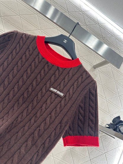 Mi 25 Fried Dough Twists letter knitting wool short sleeve