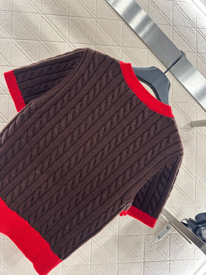 Mi 25 Fried Dough Twists letter knitting wool short sleeve