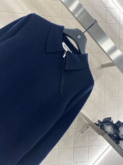 Mi 25 Flip collar slanted open collar knitted long sleeved shirt
