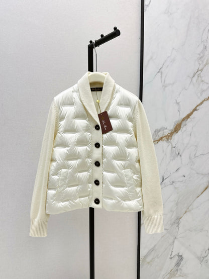 Lor 25 New knitted spliced goose down jacket(BIEIG/BROWN/WHITE)