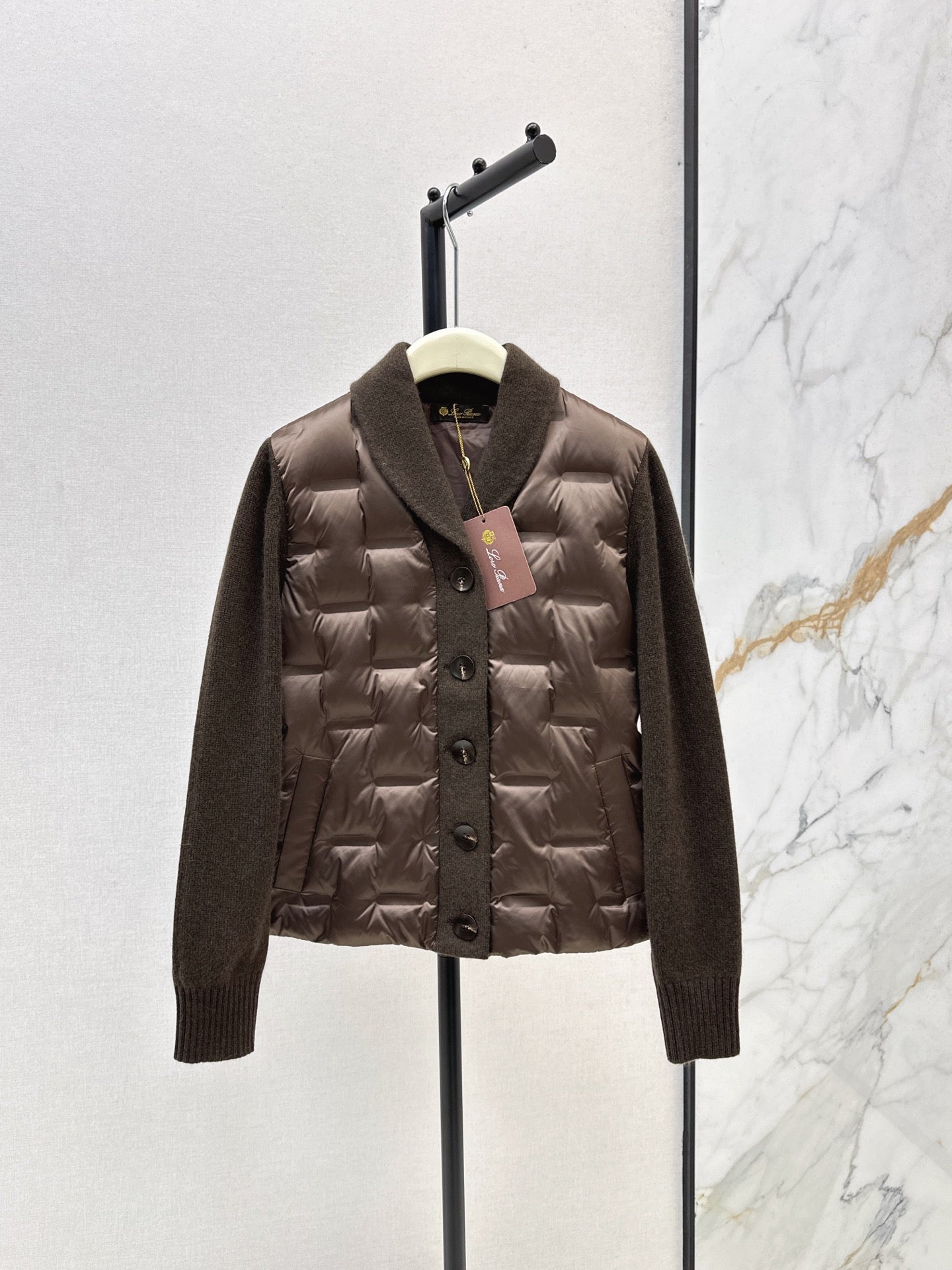 Lor 25 New knitted spliced goose down jacket(BIEIG/BROWN/WHITE)
