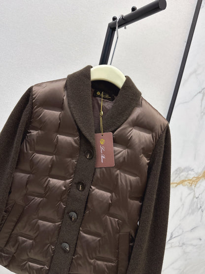 Lor 25 New knitted spliced goose down jacket(BIEIG/BROWN/WHITE)