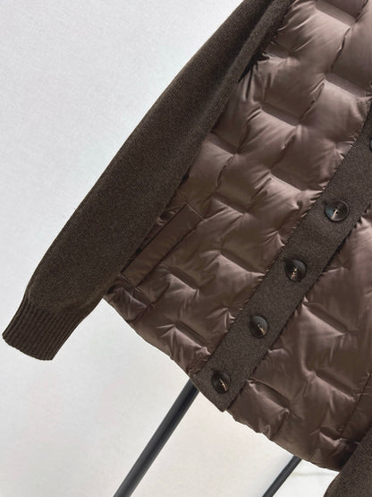 Lor 25 New knitted spliced goose down jacket(BIEIG/BROWN/WHITE)
