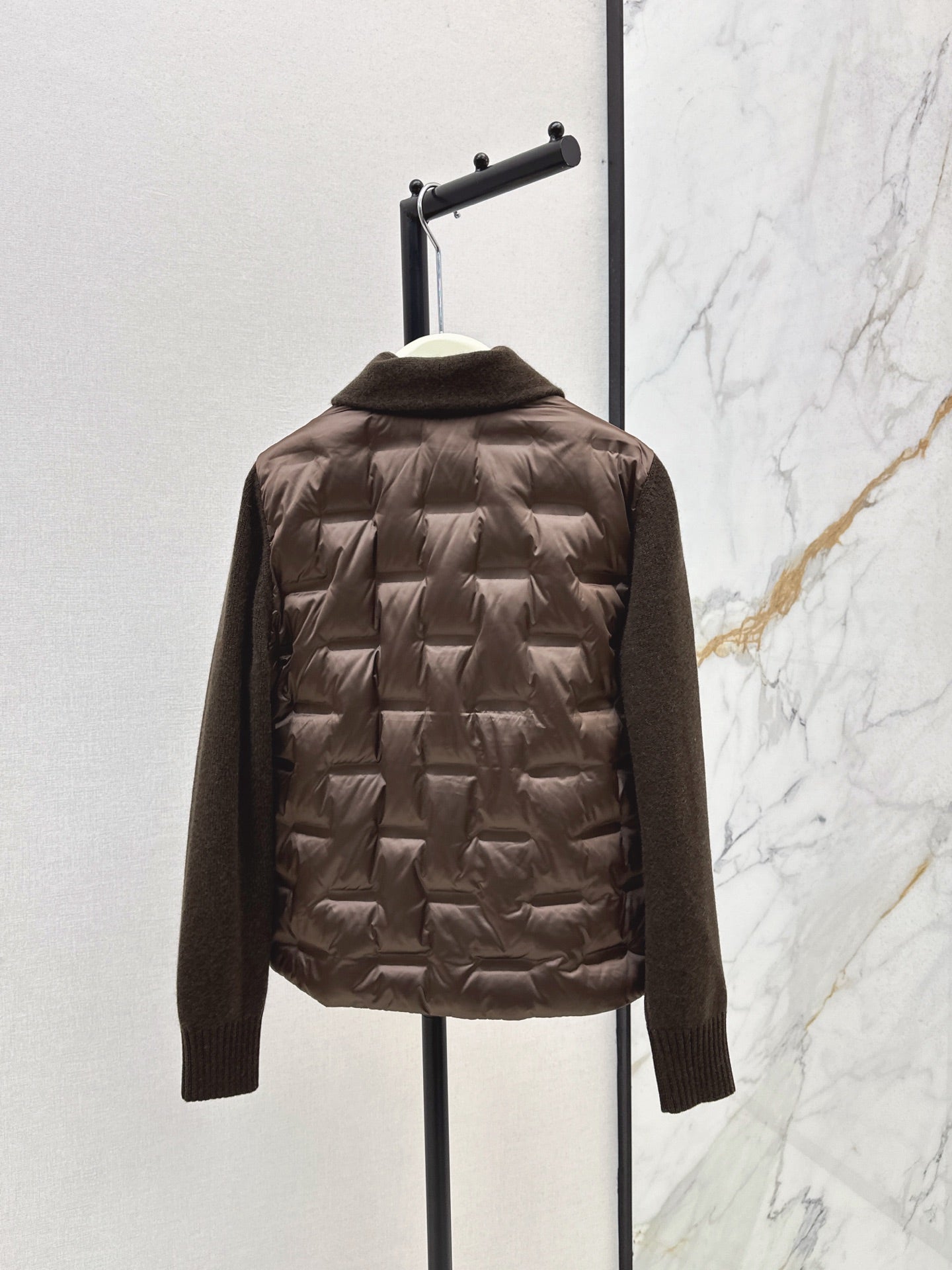 Lor 25 New knitted spliced goose down jacket(BIEIG/BROWN/WHITE)