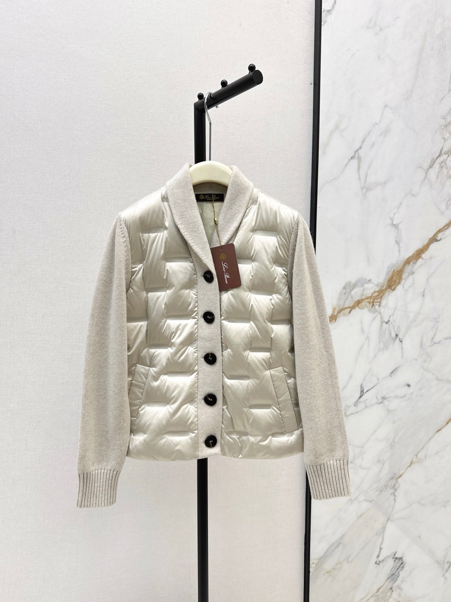 Lor 25 New knitted spliced goose down jacket(BIEIG/BROWN/WHITE)