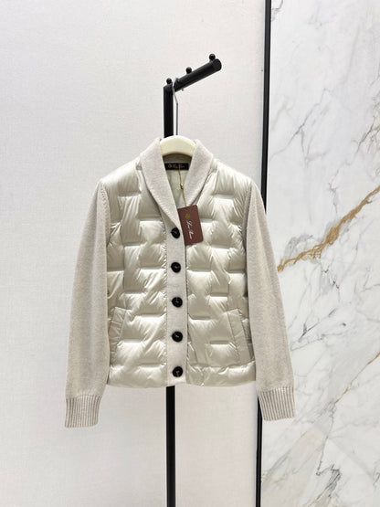 Lor 25 New knitted spliced goose down jacket(BIEIG/BROWN/WHITE)