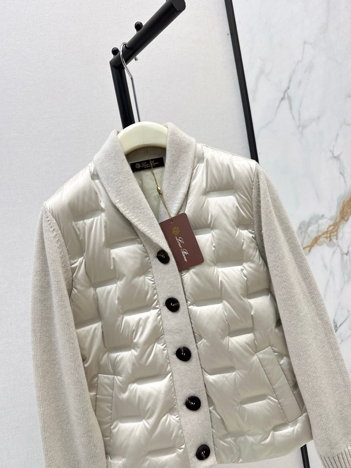 Lor 25 New knitted spliced goose down jacket(BIEIG/BROWN/WHITE)