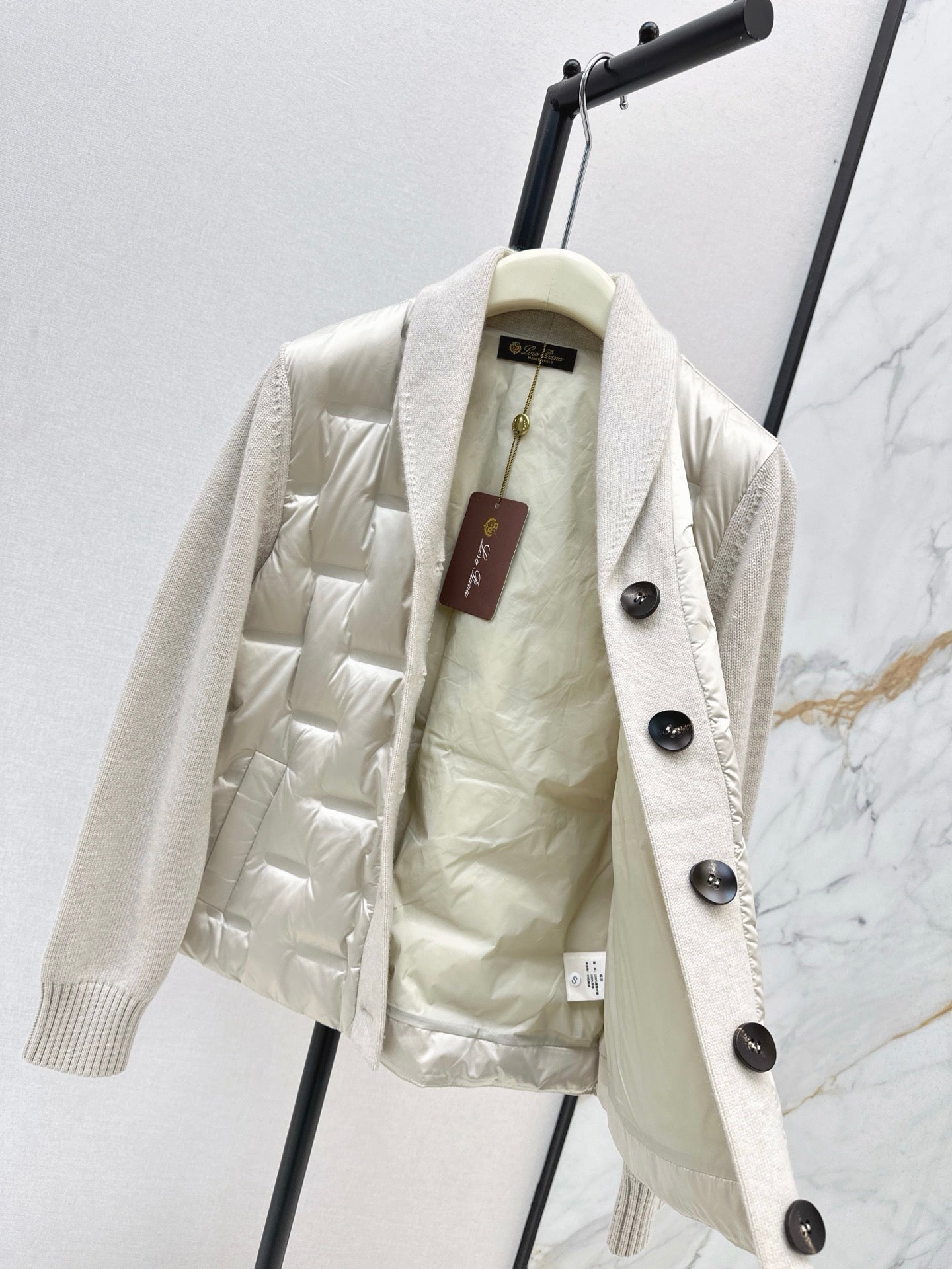 Lor 25 New knitted spliced goose down jacket(BIEIG/BROWN/WHITE)