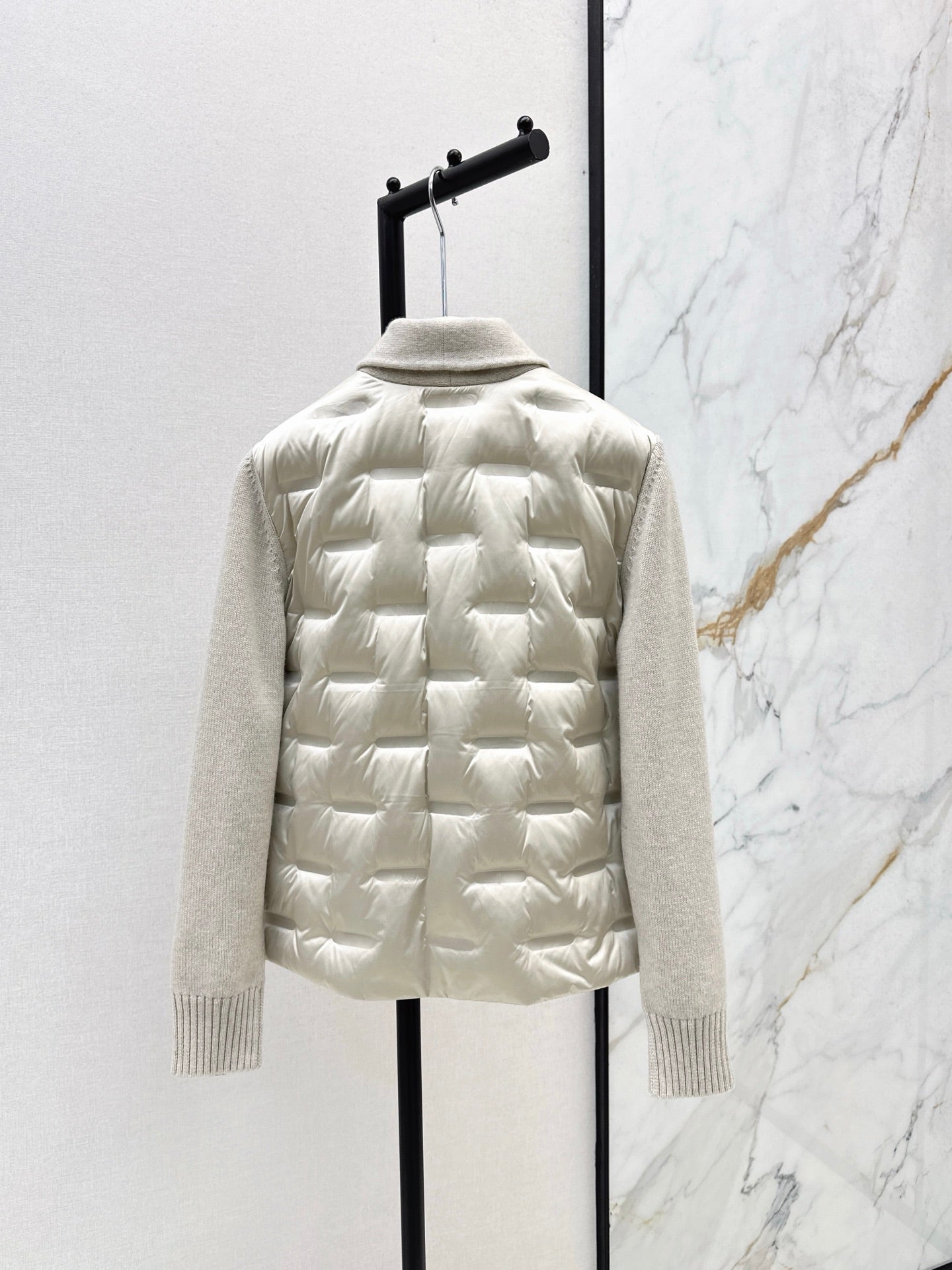 Lor 25 New knitted spliced goose down jacket(BIEIG/BROWN/WHITE)