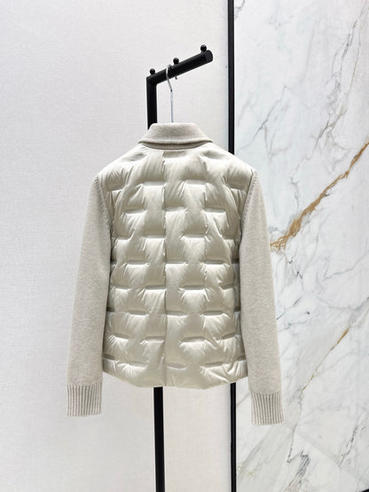 Lor 25 New knitted spliced goose down jacket(BIEIG/BROWN/WHITE)