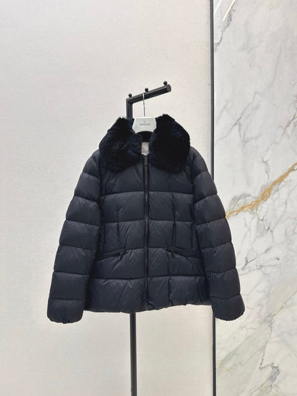 Mon 25 New Otter Rabbit fur collar zipper down jacket(WHITE/BLACK/GREEN)