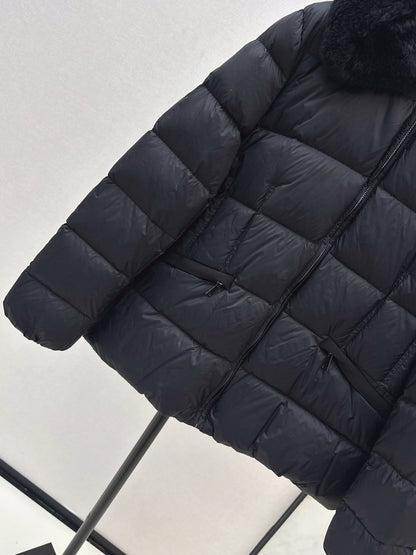 Mon 25 New Otter Rabbit fur collar zipper down jacket(WHITE/BLACK/GREEN)