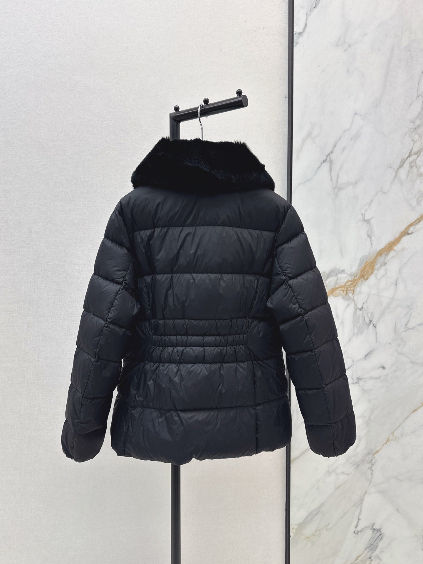 Mon 25 New Otter Rabbit fur collar zipper down jacket(WHITE/BLACK/GREEN)