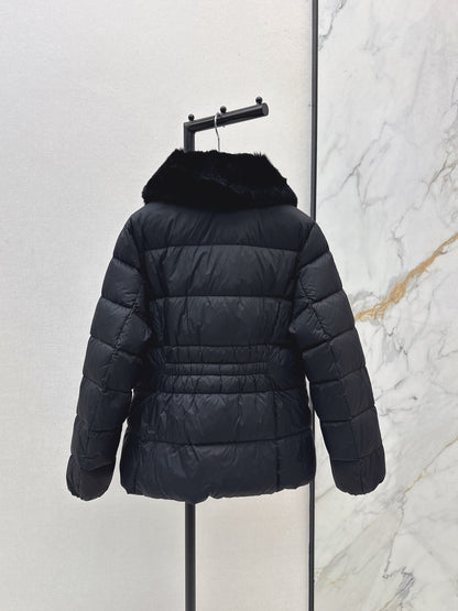 Mon 25 New Otter Rabbit fur collar zipper down jacket(WHITE/BLACK/GREEN)