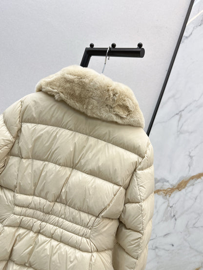 Mon 25 New Otter Rabbit fur collar zipper down jacket(WHITE/BLACK/GREEN)