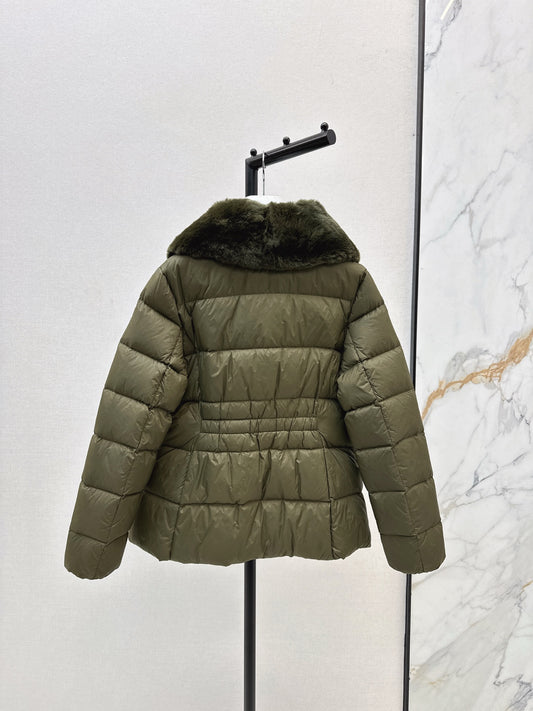 Mon 25 New Otter Rabbit fur collar zipper down jacket(WHITE/BLACK/GREEN)