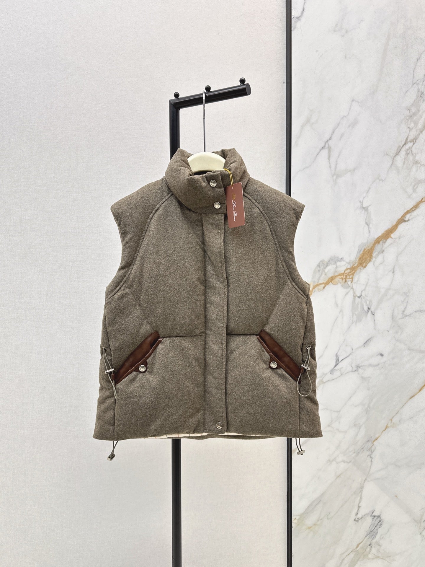 Lor 25 New drawstring waistband woolen down vest jacket