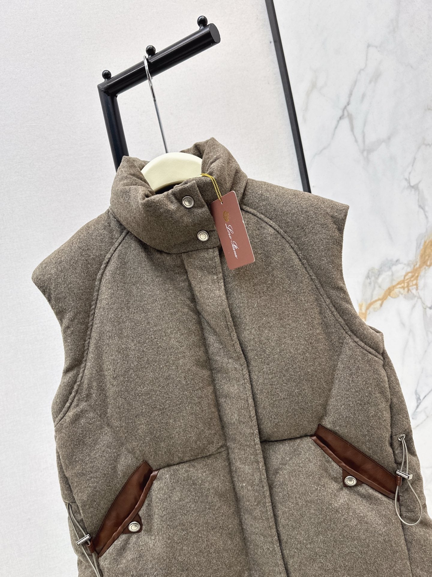 Lor 25 New drawstring waistband woolen down vest jacket