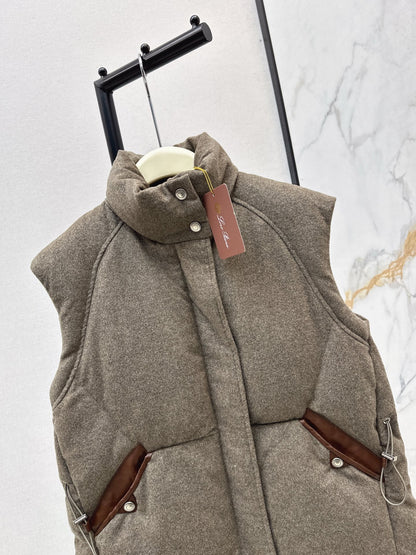 Lor 25 New drawstring waistband woolen down vest jacket