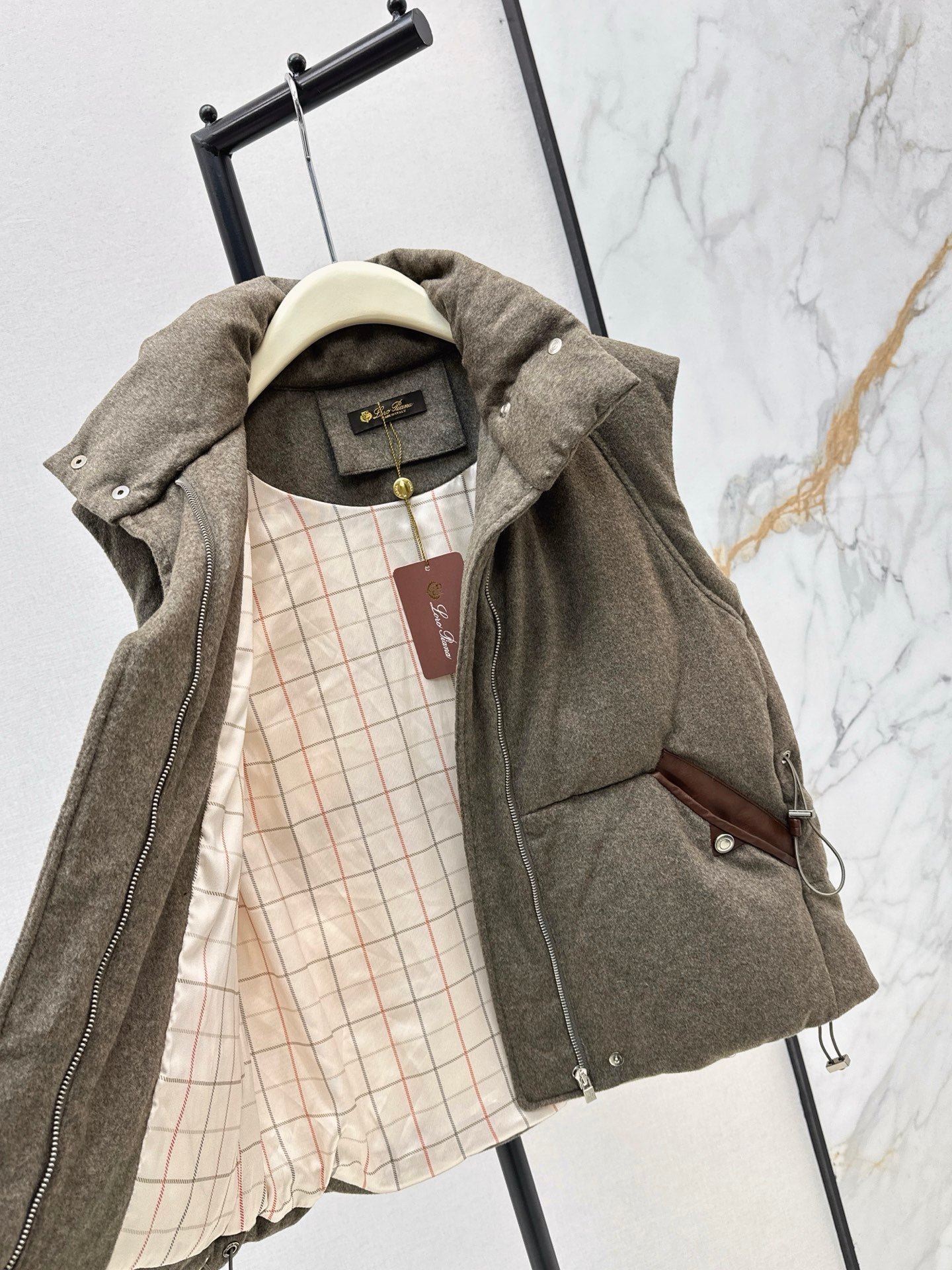 Lor 25 New drawstring waistband woolen down vest jacket