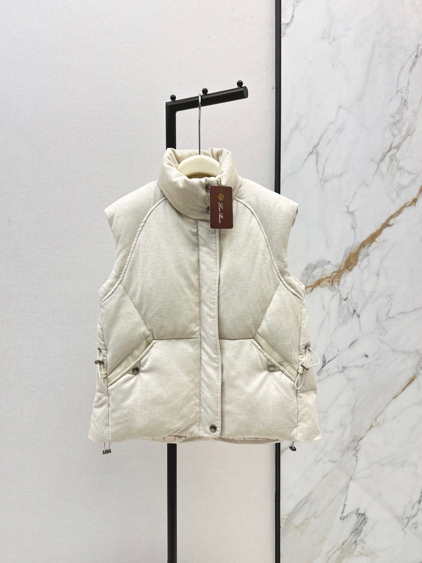 Lor 25 New drawstring waistband woolen down vest jacket