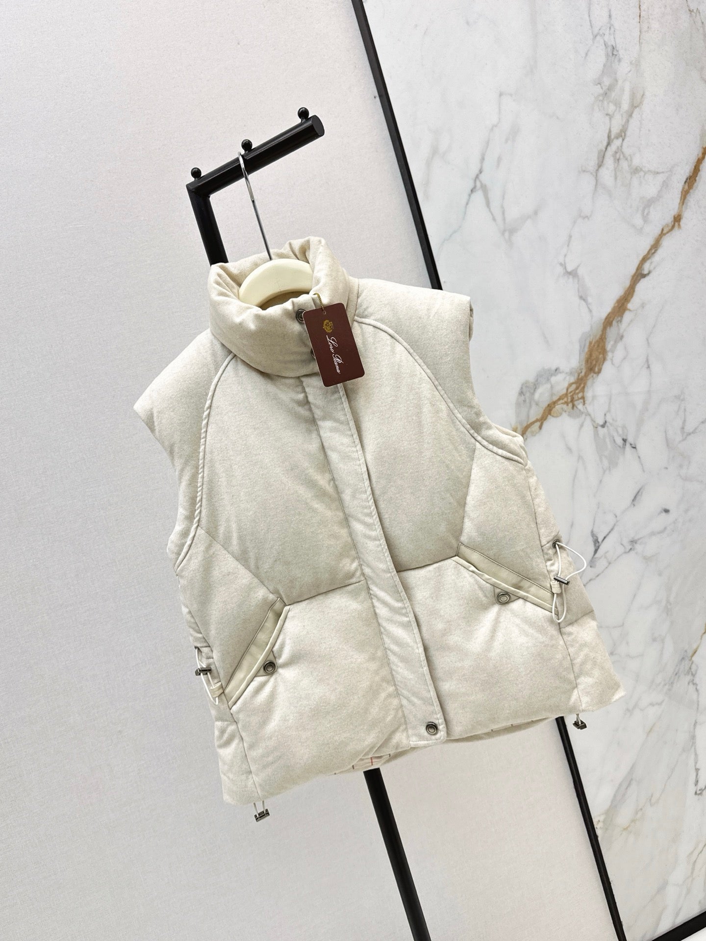 Lor 25 New drawstring waistband woolen down vest jacket