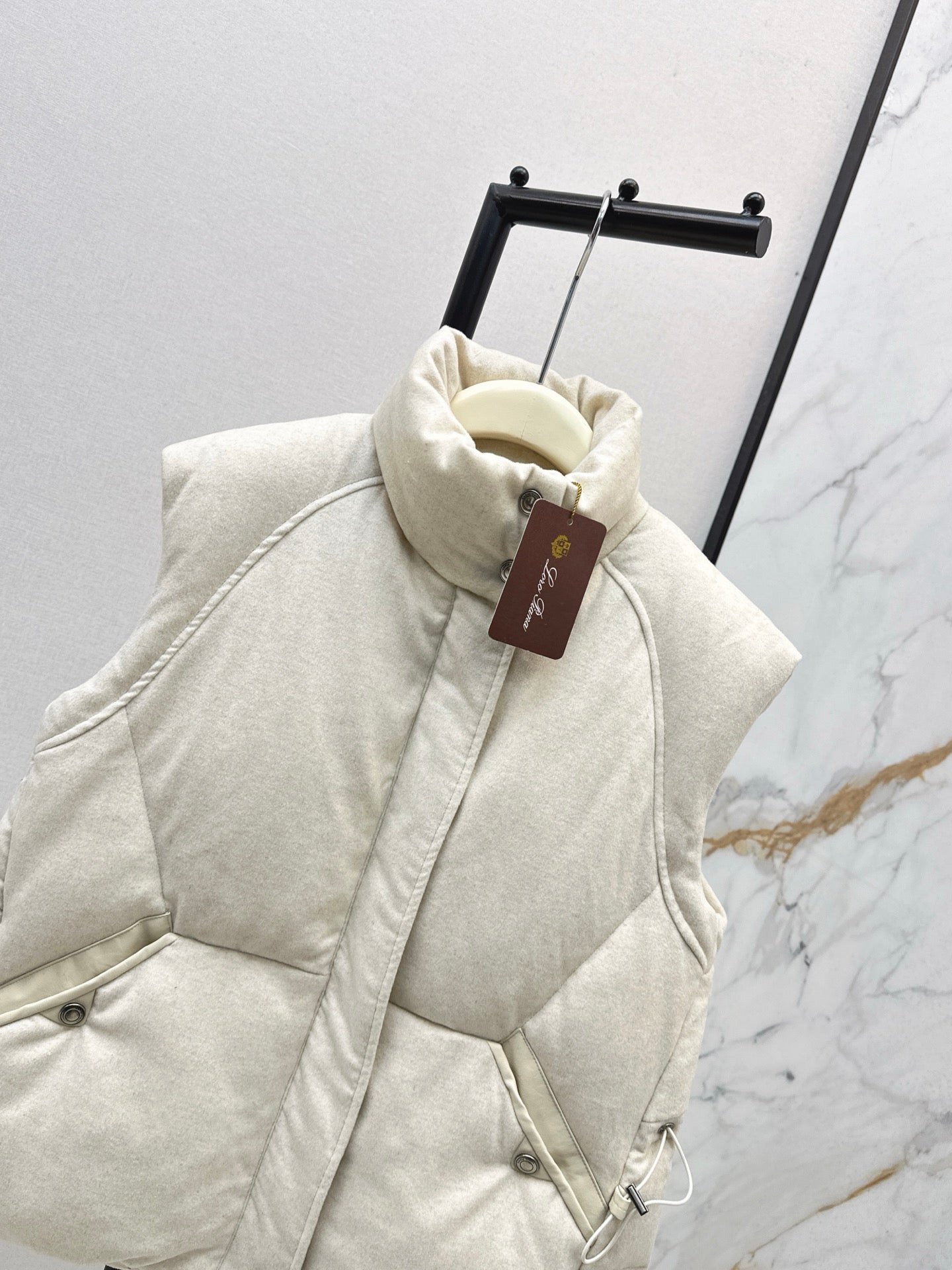 Lor 25 New drawstring waistband woolen down vest jacket