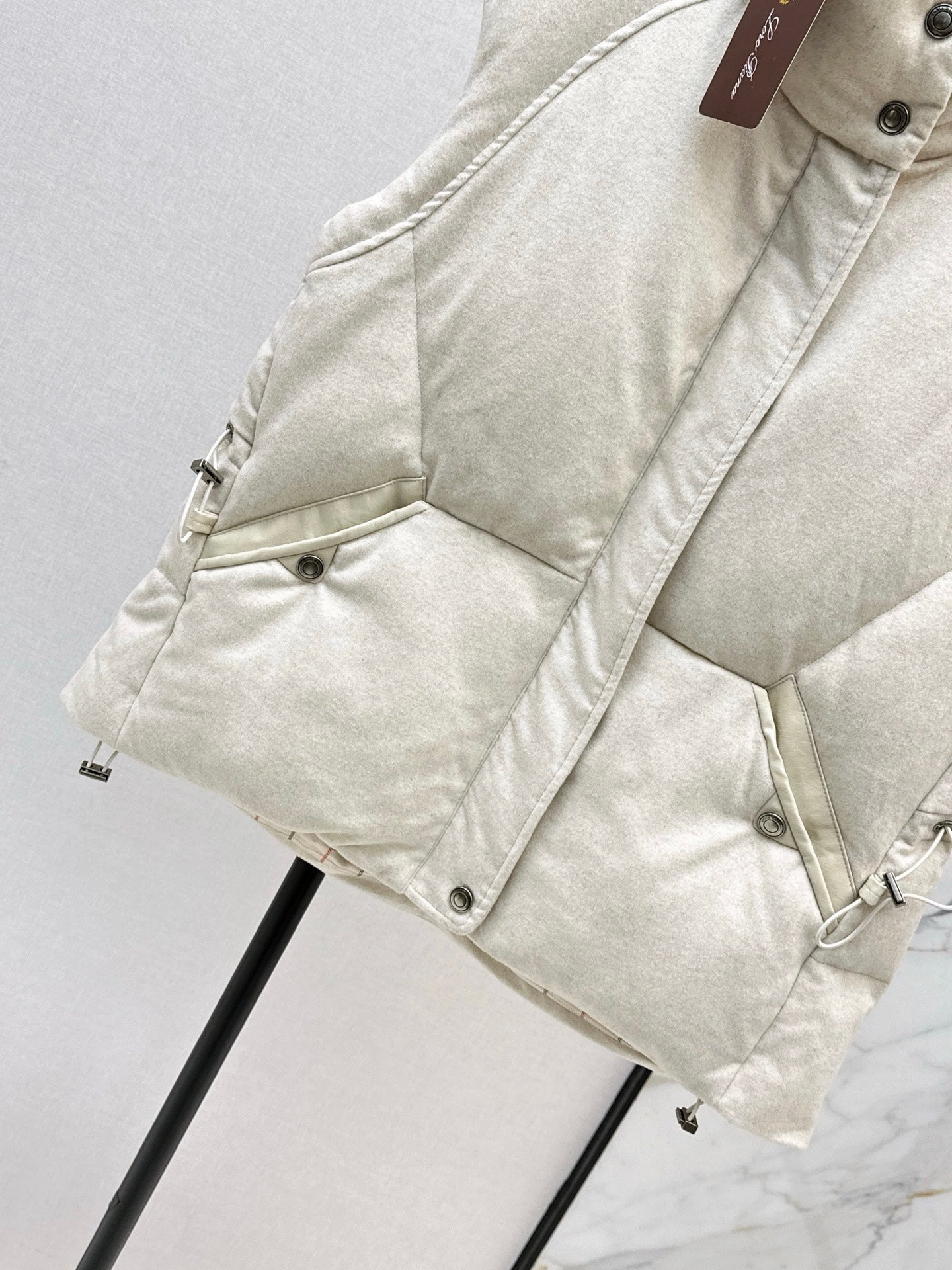 Lor 25 New drawstring waistband woolen down vest jacket