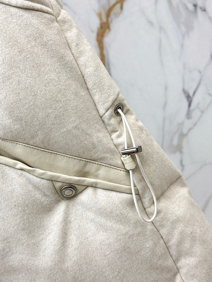 Lor 25 New drawstring waistband woolen down vest jacket