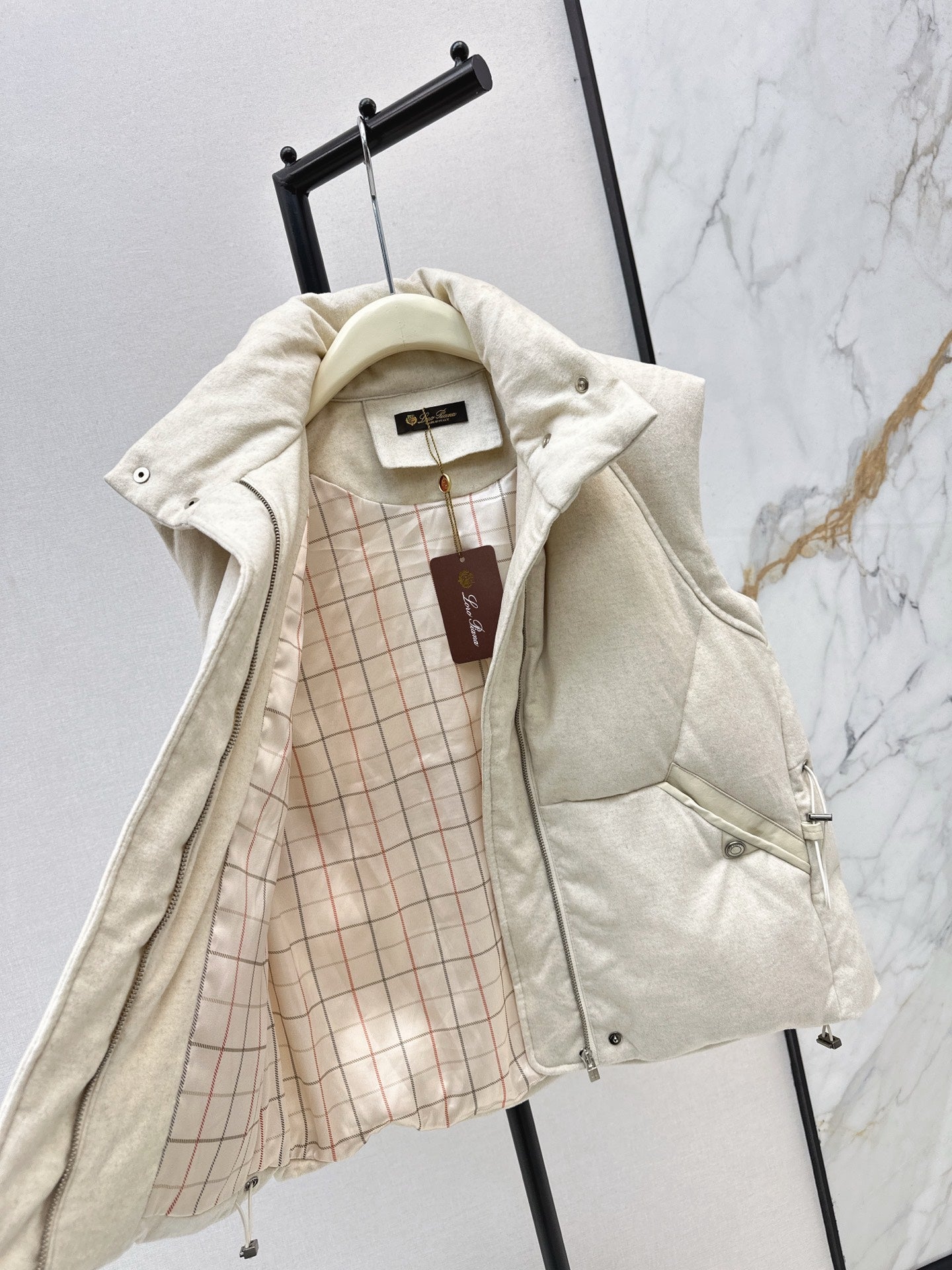 Lor 25 New drawstring waistband woolen down vest jacket