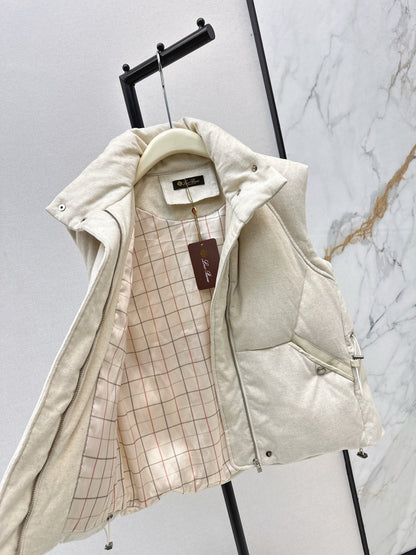 Lor 25 New drawstring waistband woolen down vest jacket