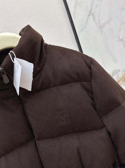 Lor 25 New drawstring waistband woolen down jacket(NAVY/BROWN)