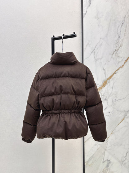 Lor 25 New drawstring waistband woolen down jacket(NAVY/BROWN)