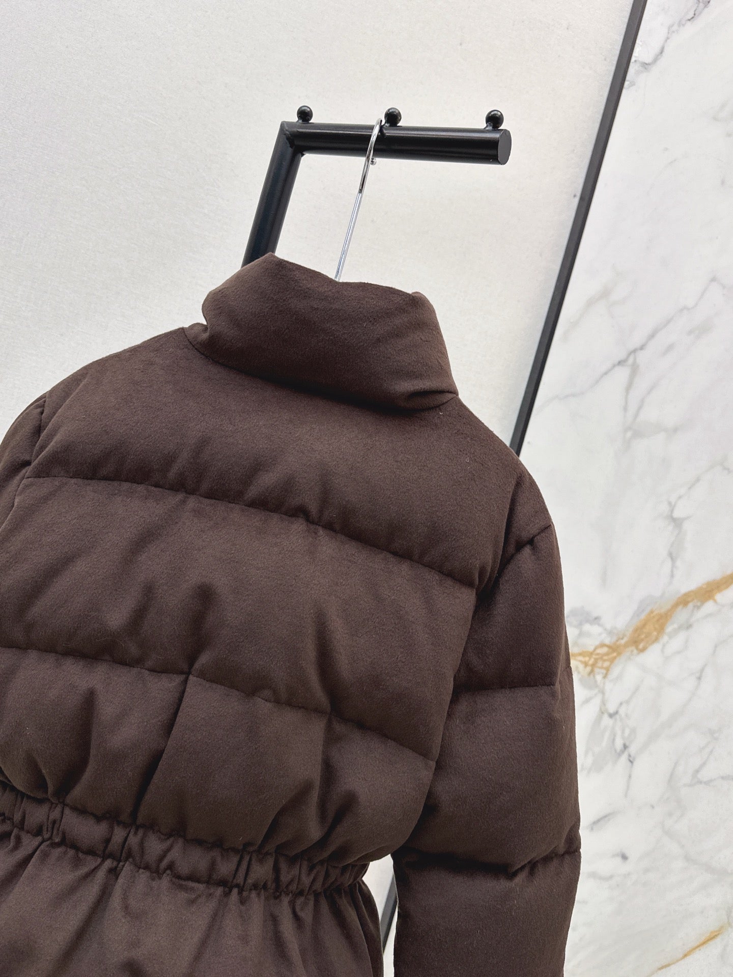Lor 25 New drawstring waistband woolen down jacket(NAVY/BROWN)