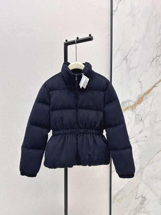 Lor 25 New drawstring waistband woolen down jacket(NAVY/BROWN)