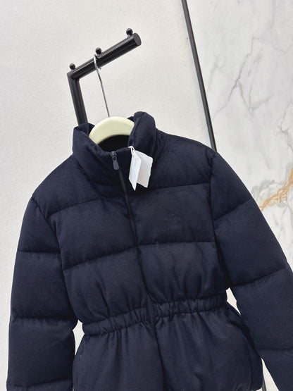Lor 25 New drawstring waistband woolen down jacket(NAVY/BROWN)