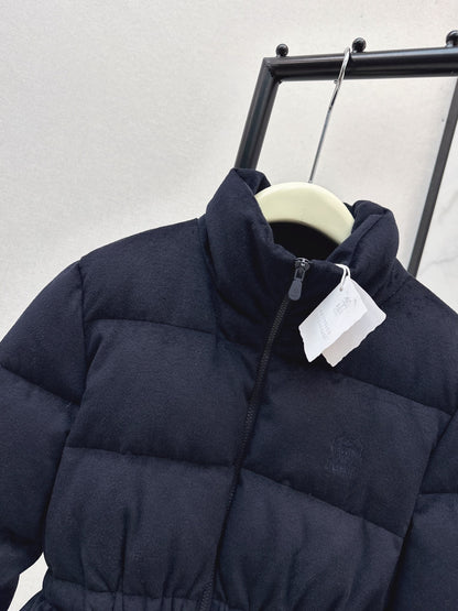Lor 25 New drawstring waistband woolen down jacket(NAVY/BROWN)