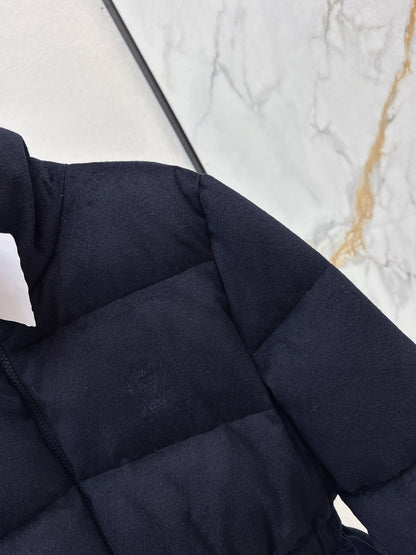 Lor 25 New drawstring waistband woolen down jacket(NAVY/BROWN)