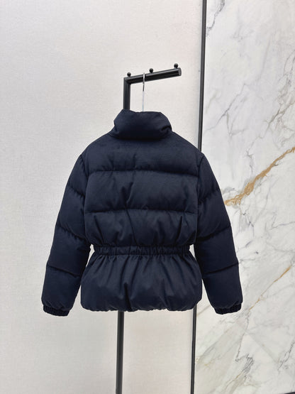 Lor 25 New drawstring waistband woolen down jacket(NAVY/BROWN)